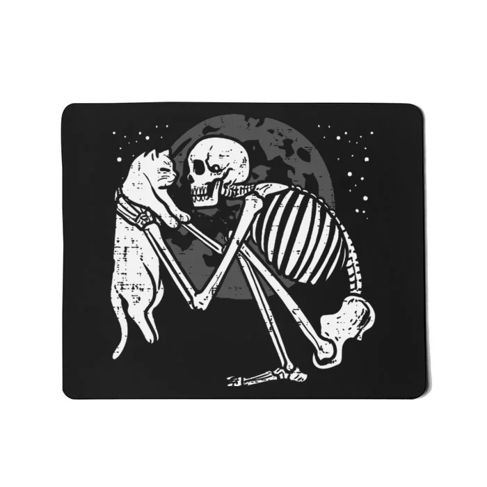 Skeleton Cat Skull Kitty Cute Goth Halloween Mousepad