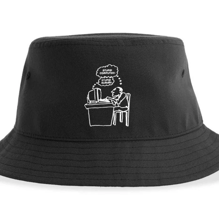 Stupid Computer Stupid Human Sustainable Bucket Hat