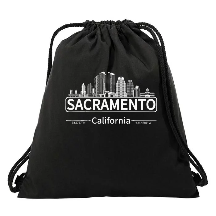 Sacramento California Skyline Travel To Sacramento Drawstring Bag