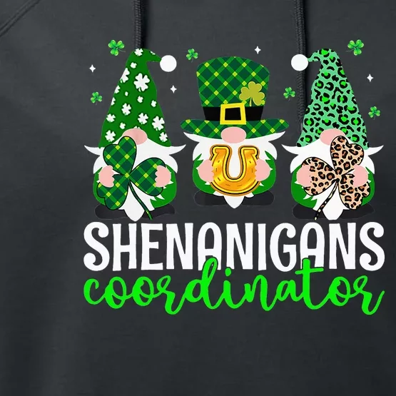 Shenanigans Coordinator St Patricks Day Gnomes Green Proud Performance Fleece Hoodie