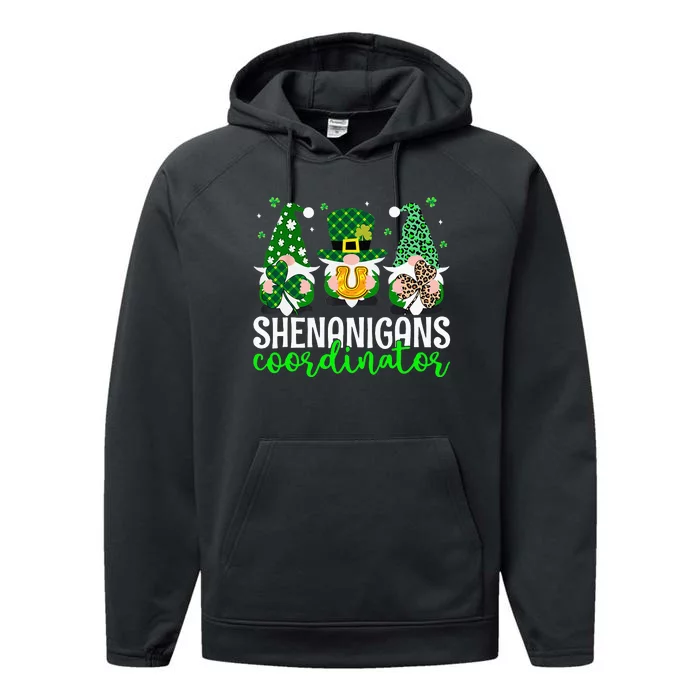 Shenanigans Coordinator St Patricks Day Gnomes Green Proud Performance Fleece Hoodie