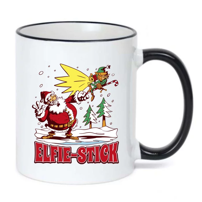 Santa Claus Selfie Funny Elf Christmas Black Color Changing Mug