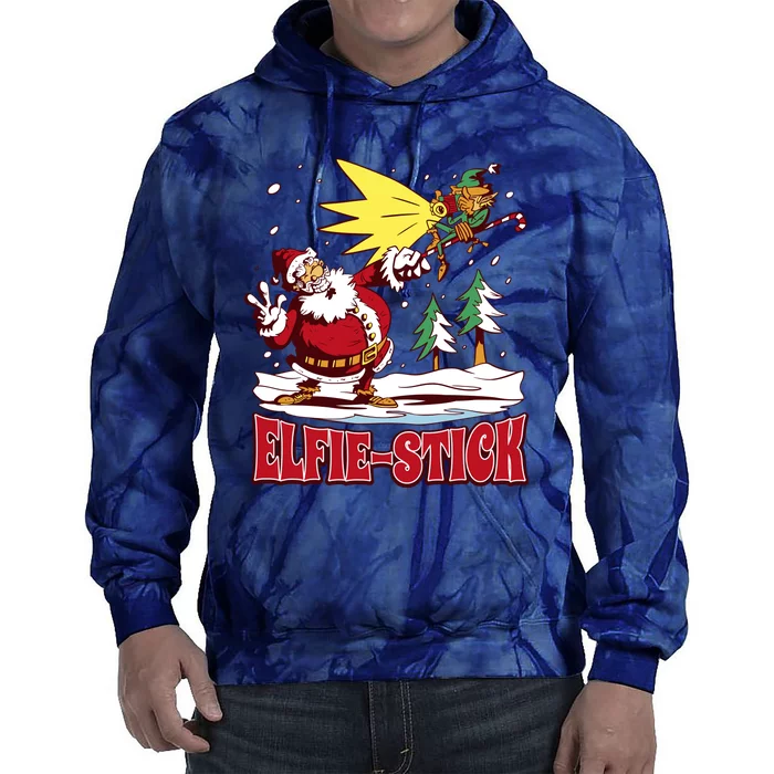 Santa Claus Selfie Funny Elf Christmas Tie Dye Hoodie