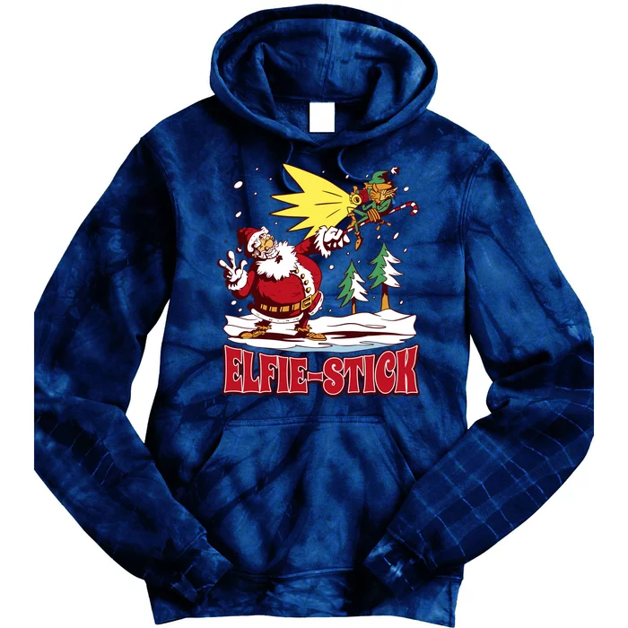 Santa Claus Selfie Funny Elf Christmas Tie Dye Hoodie