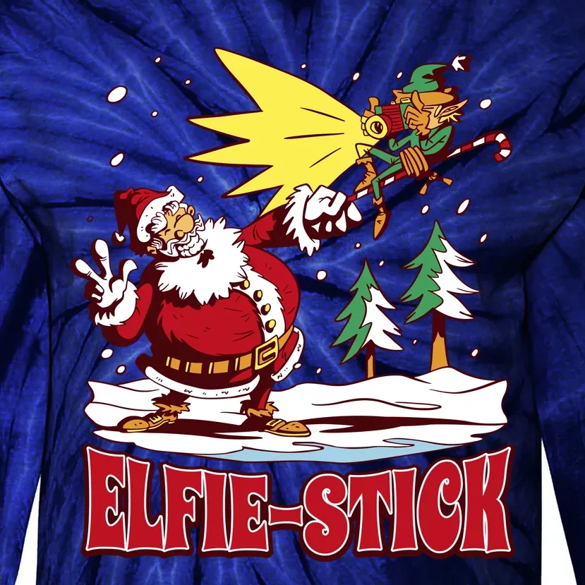 Santa Claus Selfie Funny Elf Christmas Tie-Dye Long Sleeve Shirt