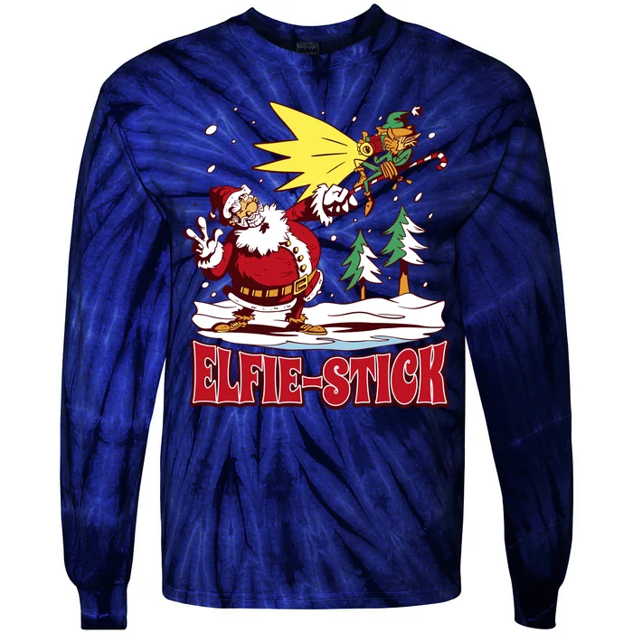 Santa Claus Selfie Funny Elf Christmas Tie-Dye Long Sleeve Shirt