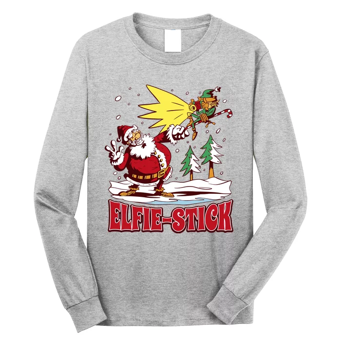 Santa Claus Selfie Funny Elf Christmas Long Sleeve Shirt