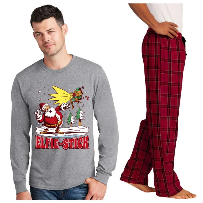 Santa Claus Selfie Funny Elf Christmas Long Sleeve Pajama Set