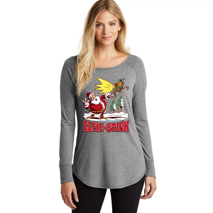 Santa Claus Selfie Funny Elf Christmas Women's Perfect Tri Tunic Long Sleeve Shirt