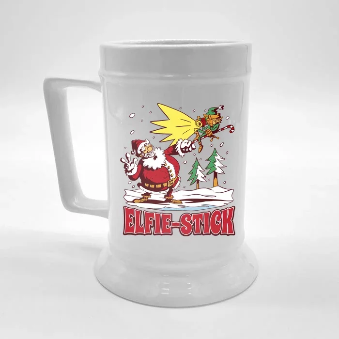 Santa Claus Selfie Funny Elf Christmas Front & Back Beer Stein