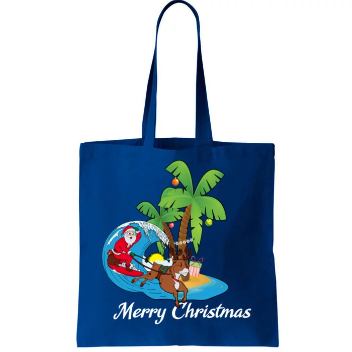 Surfing Christmas Santa Claus Comes To The City Cute Gift Tote Bag