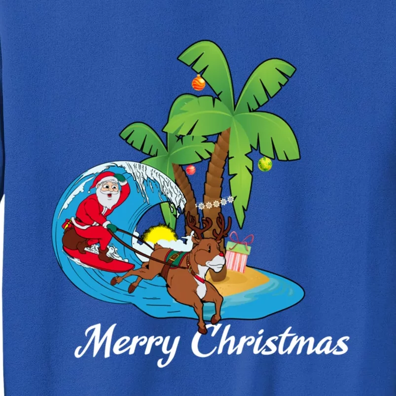 Surfing Christmas Santa Claus Comes To The City Cute Gift Tall Sweatshirt