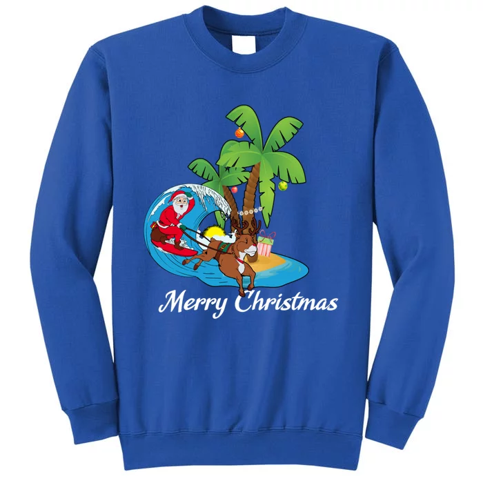 Surfing Christmas Santa Claus Comes To The City Cute Gift Tall Sweatshirt