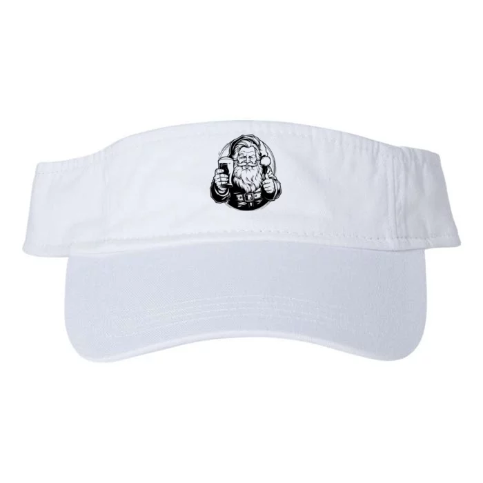 Santa Claus Smiling And Holding A Beer Glass Valucap Bio-Washed Visor