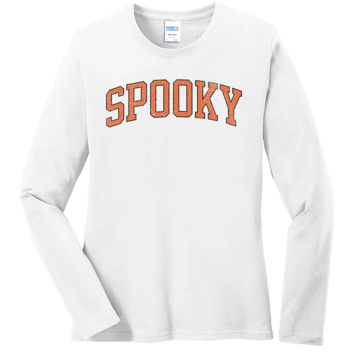 Spooky Collage Style Stay Spooky Fall Halloween Ladies Long Sleeve Shirt