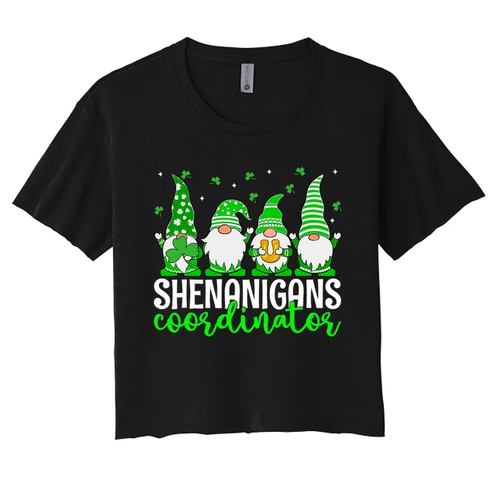 Shenanigans Coordinator St Patricks Day Gnomes Green Proud Women's Crop Top Tee