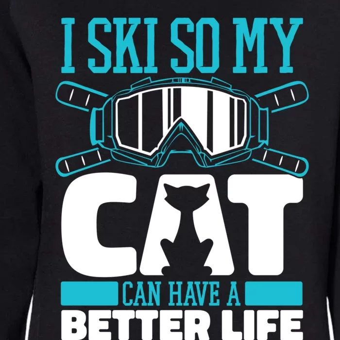 Skiing Cat Ski Gift Winter Sports Skier Gift Womens California Wash Sweatshirt