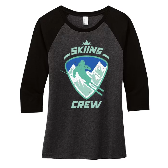 Skiing Crew Skiers Ski Skier Winter Sports Premium Women's Tri-Blend 3/4-Sleeve Raglan Shirt