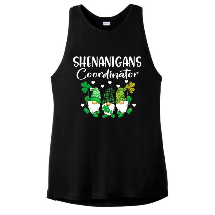 Shenanigans Coordinator St Patricks Day Gnomes Green Proud Ladies Tri-Blend Wicking Tank