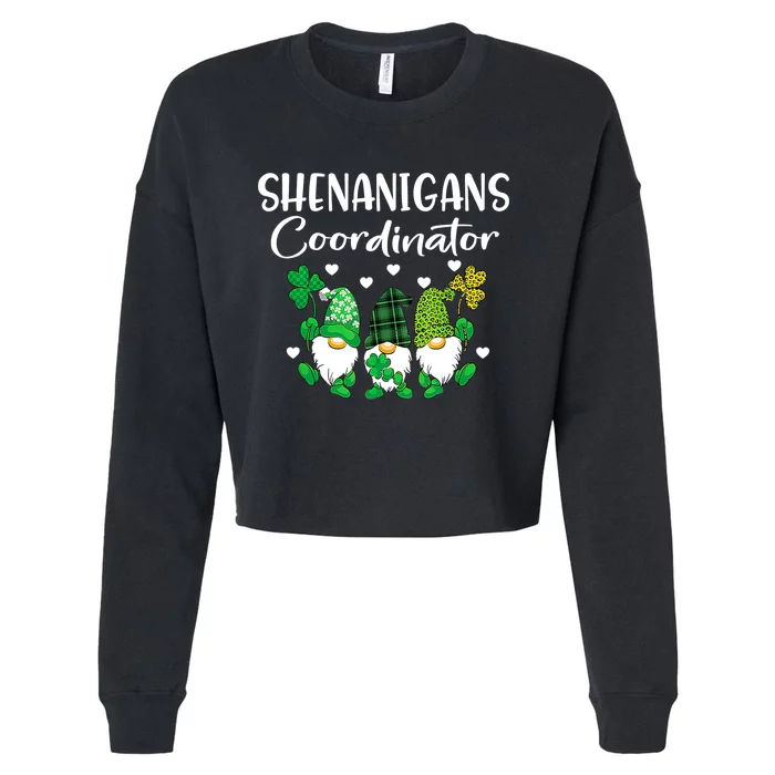 Shenanigans Coordinator St Patricks Day Gnomes Green Proud Cropped Pullover Crew