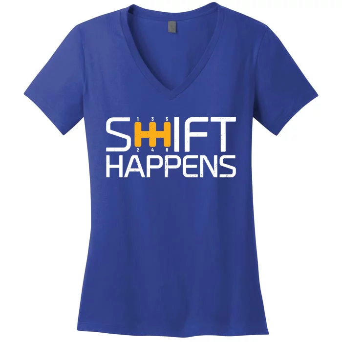 Sports Cars Street Racing Shift Happens Race Car Cute Gift Women's V-Neck T-Shirt