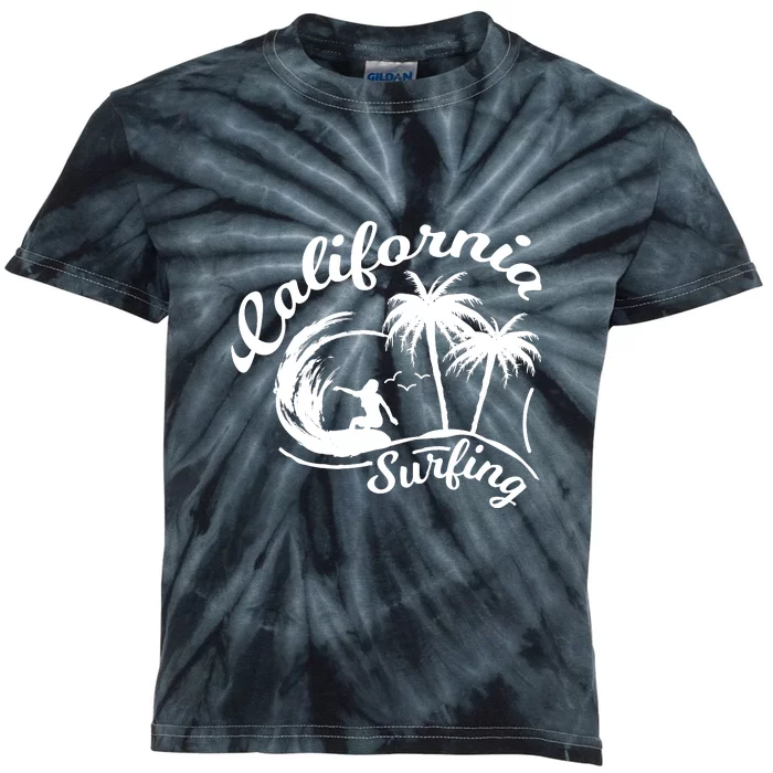 Surfing California Surfing Palm Beach Holiday Gift Kids Tie-Dye T-Shirt