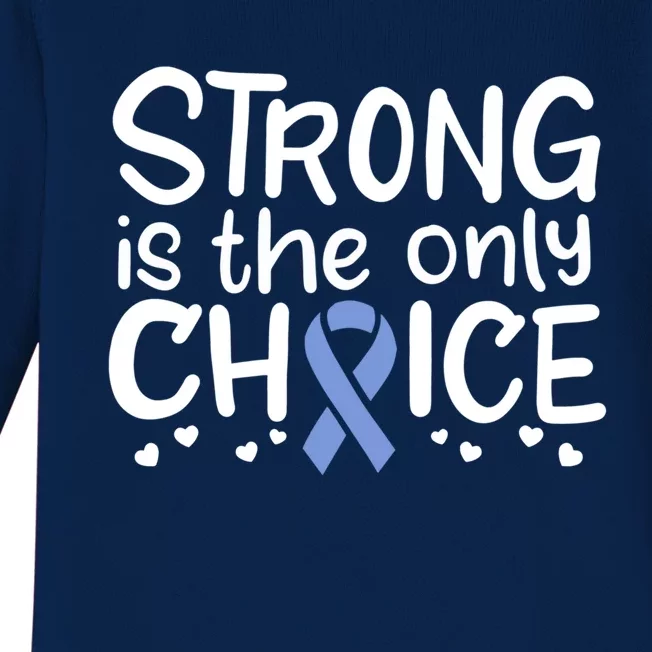 Stomach Cancer Survivor Fighter Gastric Chemo Blue Ribbon Gift Baby Long Sleeve Bodysuit