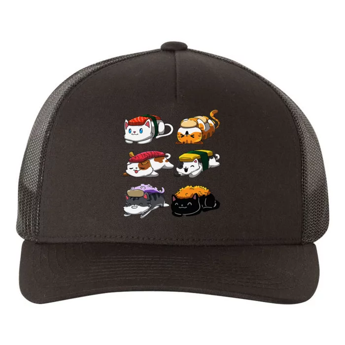 Sushi Cats Sushi Lover Cat Lover Kawaii Anime Neko Yupoong Adult 5-Panel Trucker Hat