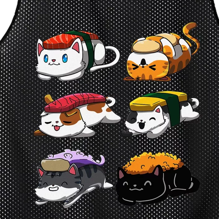 Sushi Cats Sushi Lover Cat Lover Kawaii Anime Neko Mesh Reversible Basketball Jersey Tank