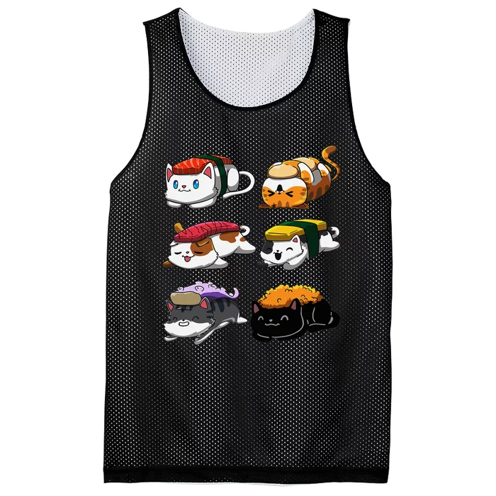 Sushi Cats Sushi Lover Cat Lover Kawaii Anime Neko Mesh Reversible Basketball Jersey Tank