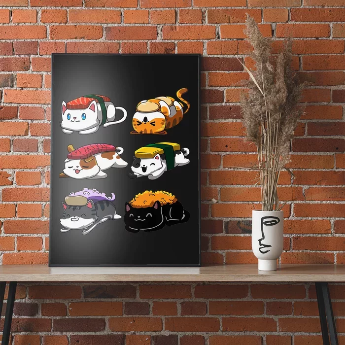 Sushi Cats Sushi Lover Cat Lover Kawaii Anime Neko Poster