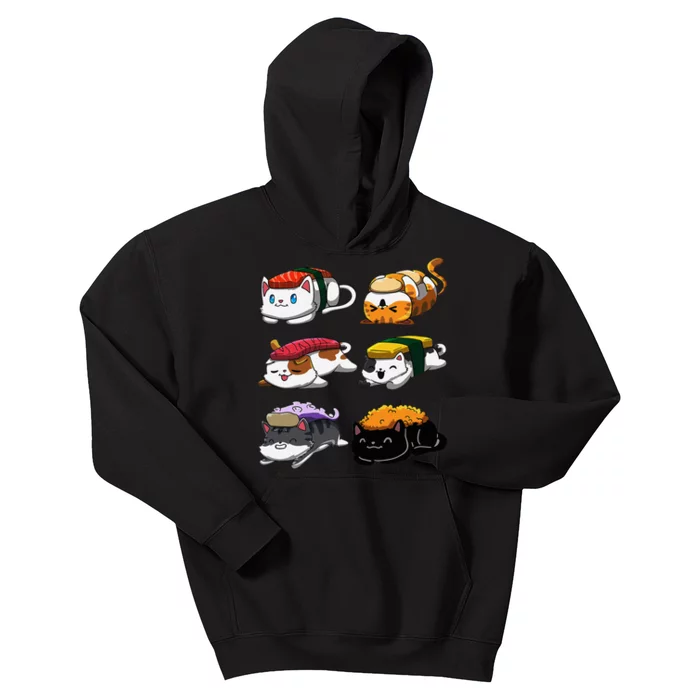 Sushi Cats Sushi Lover Cat Lover Kawaii Anime Neko Kids Hoodie