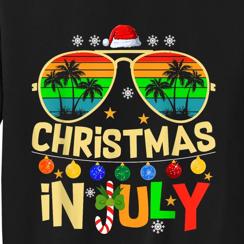 Santa Claus Sunglasses Beach Christmas In July Tall Sweatshirt