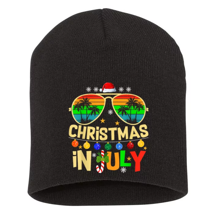 Santa Claus Sunglasses Beach Christmas In July Short Acrylic Beanie