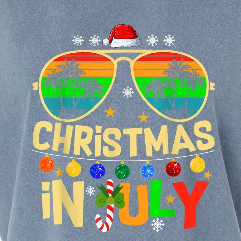 Santa Claus Sunglasses Beach Christmas In July Garment-Dyed Women's Muscle Tee