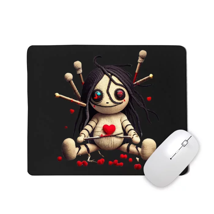 Scary Cute Sitting Voodoo Doll Halloween Valentine Day Love Mousepad