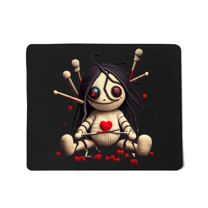 Scary Cute Sitting Voodoo Doll Halloween Valentine Day Love Mousepad