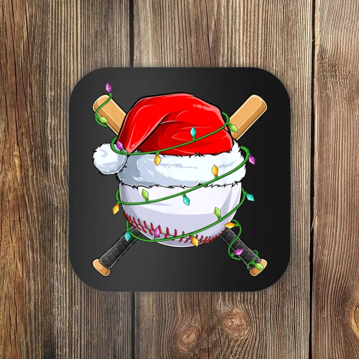 Santa Christmas Sports Women Christmas Baseball Player Coaster