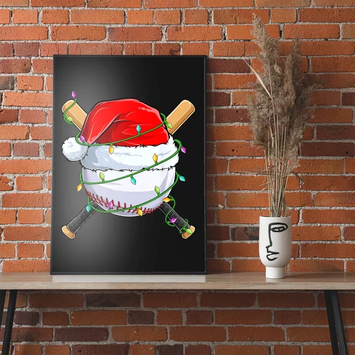 Santa Christmas Sports Women Christmas Baseball Player Poster