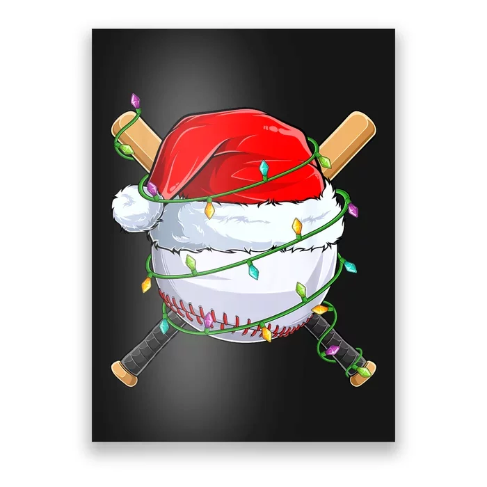 Santa Christmas Sports Women Christmas Baseball Player Poster