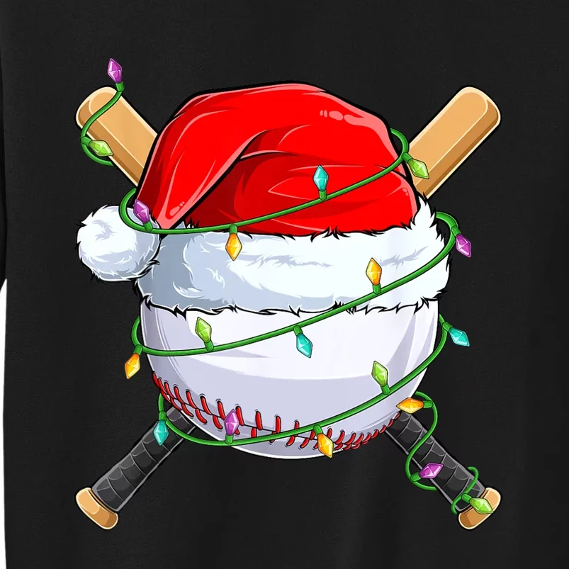 Santa Christmas Sports Women Christmas Baseball Player Tall Sweatshirt