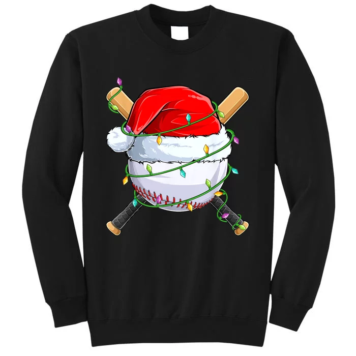 Santa Christmas Sports Women Christmas Baseball Player Tall Sweatshirt