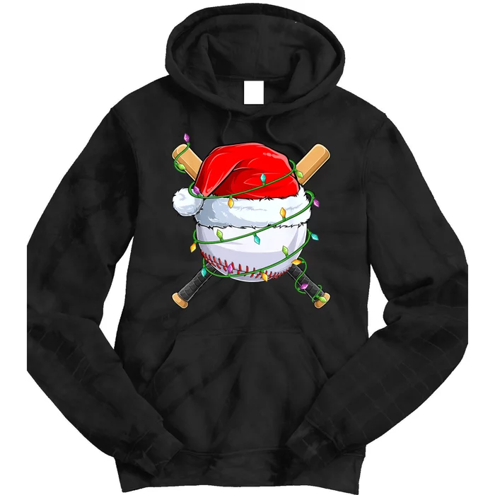 Santa Christmas Sports Women Christmas Baseball Player Tie Dye Hoodie