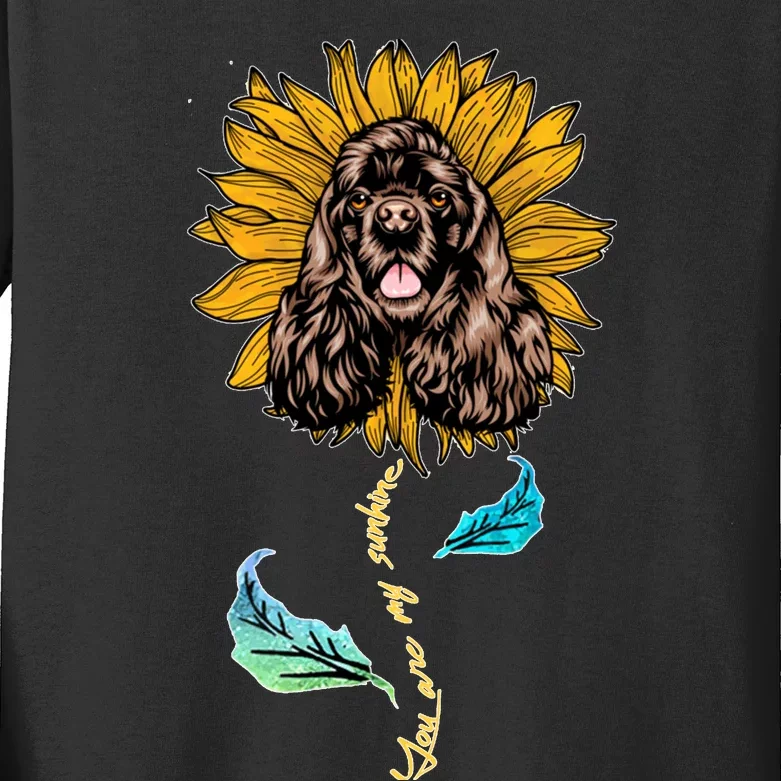 Sunflower Cocker Spaniel Head Funny Dog Kids Long Sleeve Shirt