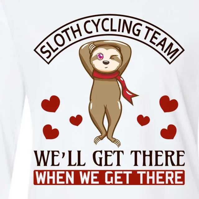 Sloth Cycling Team We'll Get There When We Get There Womens Cotton Relaxed Long Sleeve T-Shirt