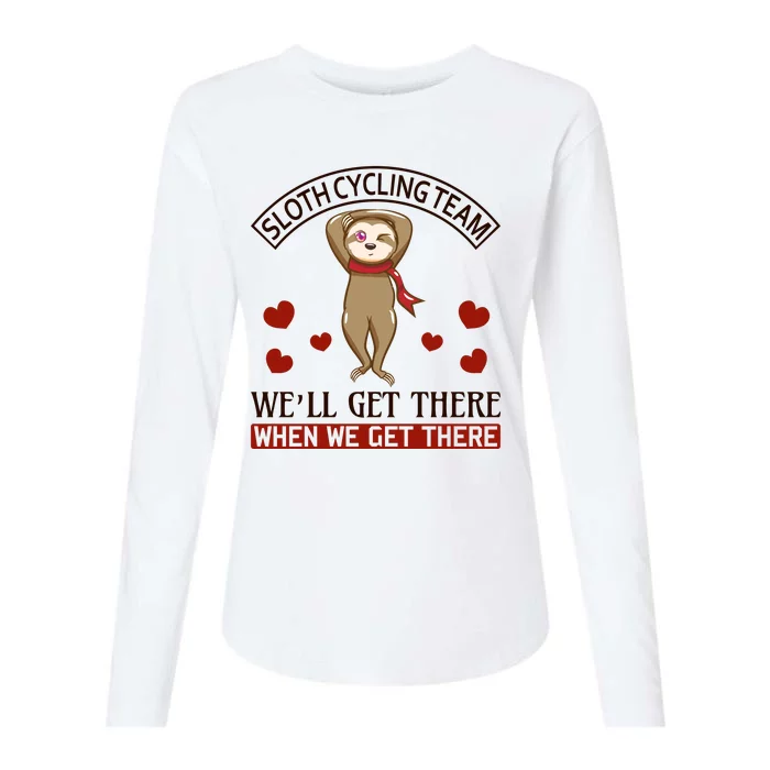 Sloth Cycling Team We'll Get There When We Get There Womens Cotton Relaxed Long Sleeve T-Shirt