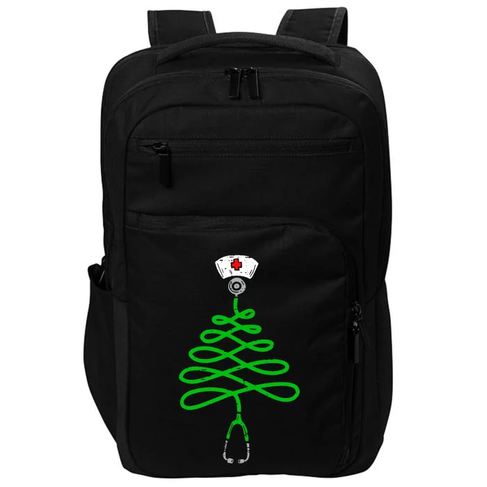 Stethoscope Christmas Tree Nurse Christmas Scrub Top Xmas Impact Tech Backpack