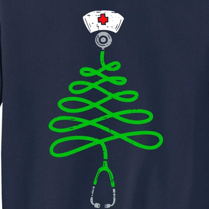 Stethoscope Christmas Tree Nurse Christmas Scrub Top Xmas Tall Sweatshirt