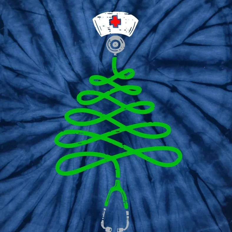 Stethoscope Christmas Tree Nurse Christmas Scrub Top Xmas Tie-Dye T-Shirt