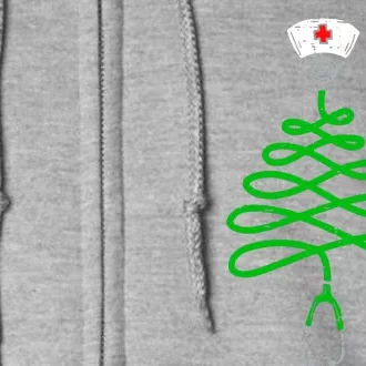 Stethoscope Christmas Tree Nurse Christmas Scrub Top Xmas Full Zip Hoodie